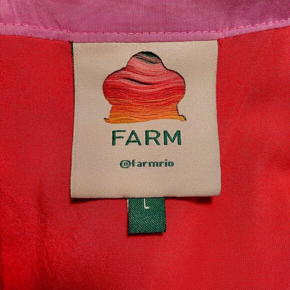 Farm Rio Tiki Bananas Coral Red Tiered Maxi Sundress - Large - Great Condition - Picture 13 of 16